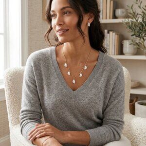 Lucky Brand Gold-Tone White Agate Adjustable Necklace